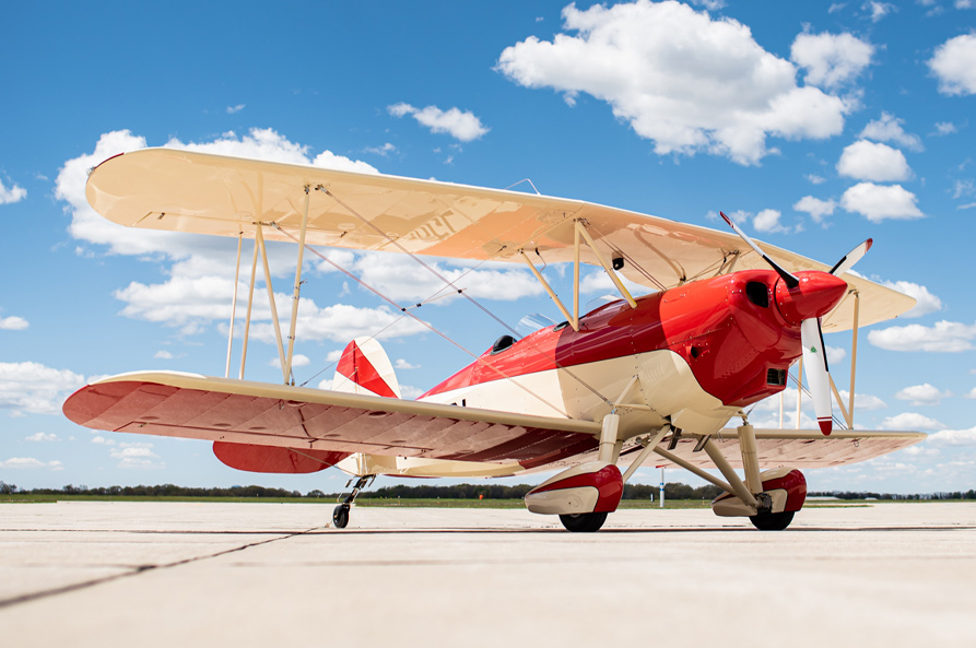 Great lakes biplane against blue sky